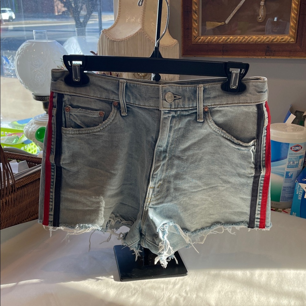 MOTHER The Easy Does It Short Jeans Thanks Again Racer Wash Women’s Size 25
